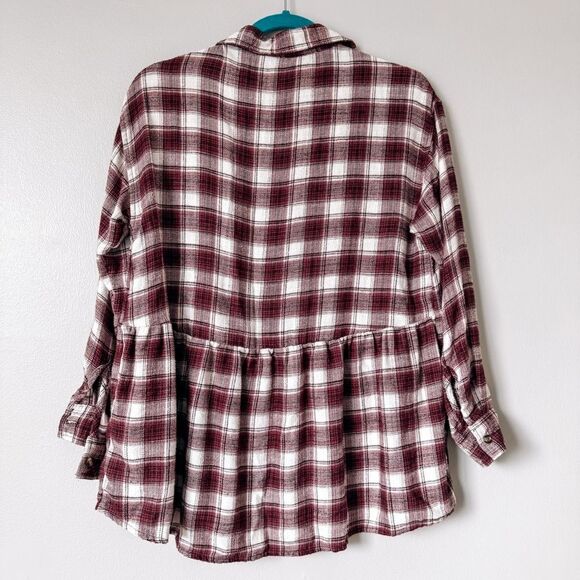 American Eagle Red Plaid Baby Doll Button Down Shirt Size XXS - Picture 7 of 7